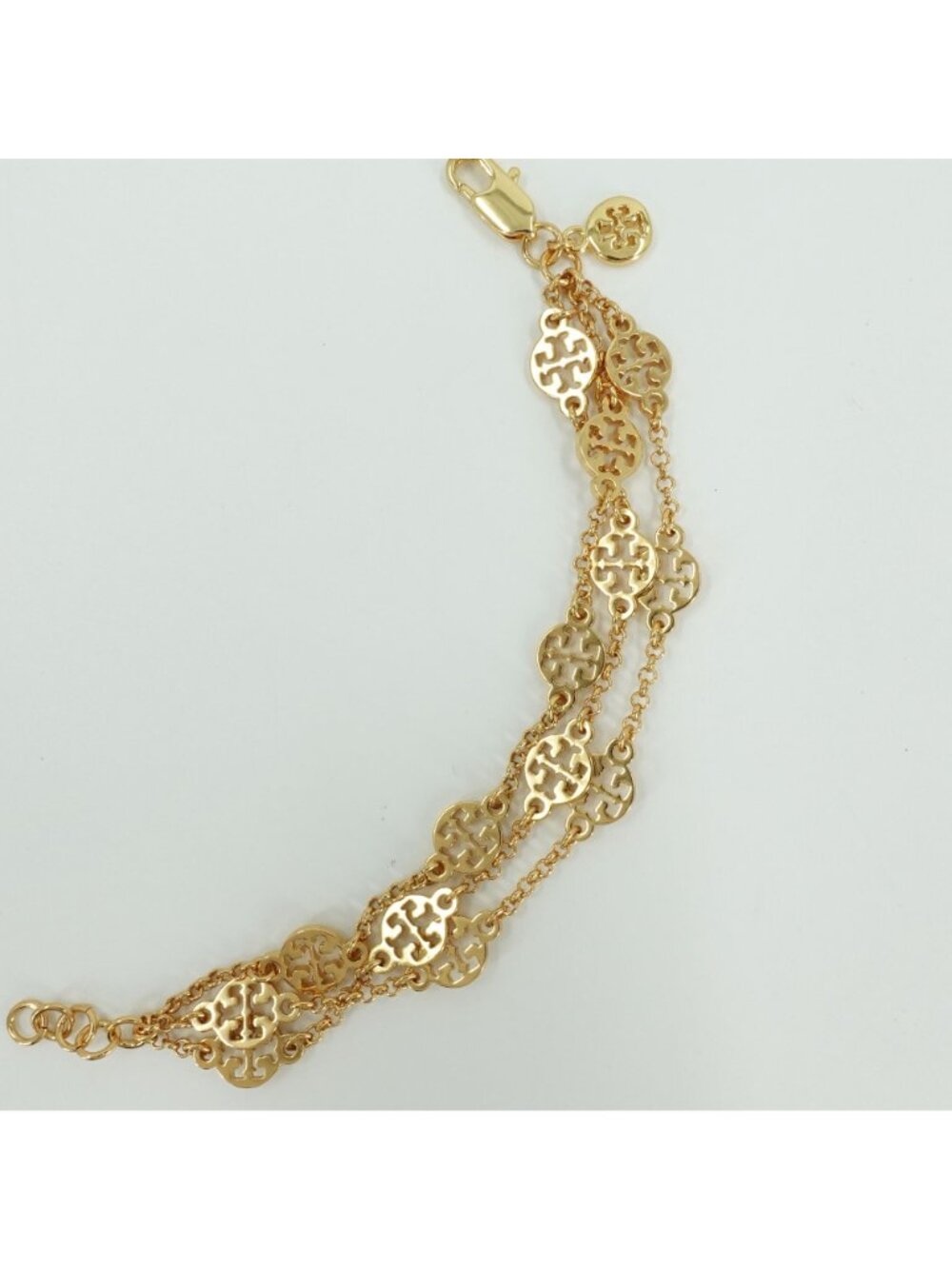 Tory Burch T-Logo Triple Strand Layered Bracelet Gold
